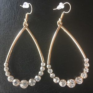 NEW blingy Goldtone hoops with rhinestones
